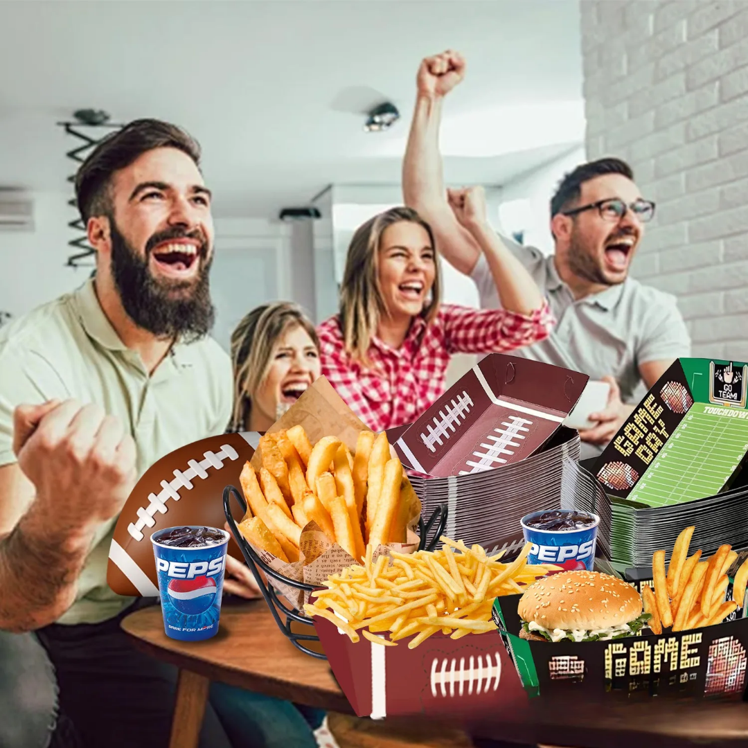 Football French Fry/Burger/Nacho Bowl 12 pcs, perfect for party supplies and themed celebrations. Great for football fans and events. Main image
