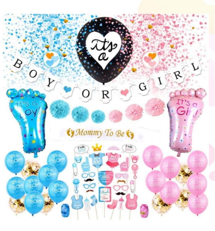 Gender Reveal Balloon Arch Garland Kit 65 pcs for party decorations