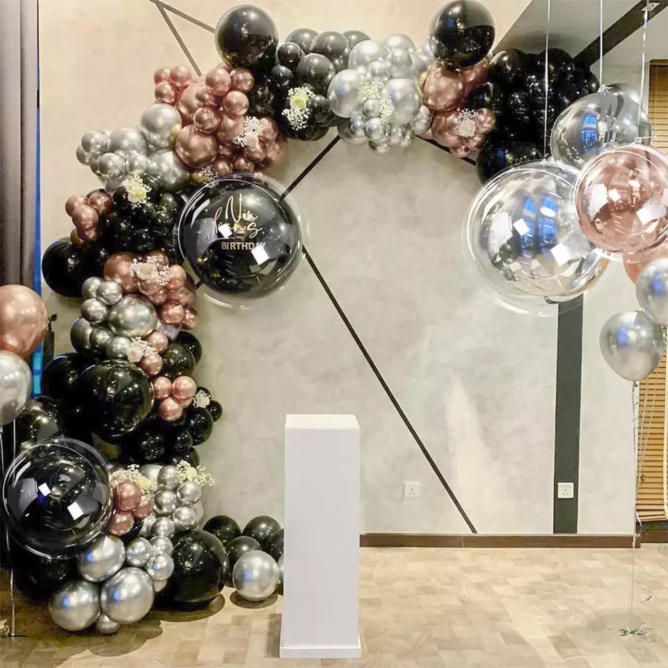 Metallic Rose Gold, Silver, Black 176 pcs balloon garland kit for birthday party decorations
