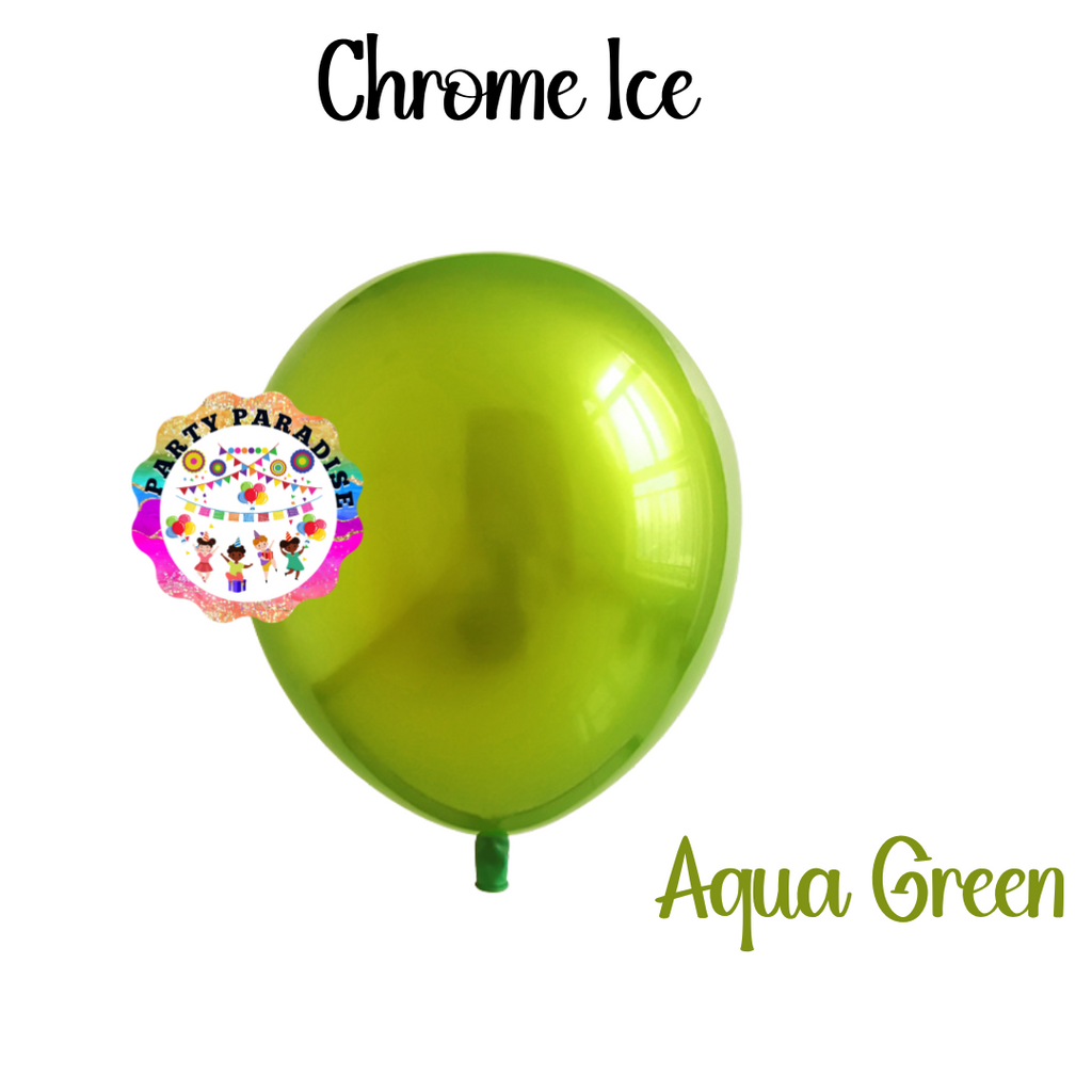 Chrome Ice Balloon 12 inches Aqua Green 50ct