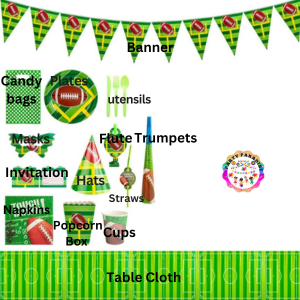 Football Themed Party Sets 136pcs, football banners, party tableware, kids party decorations, birthday supplies, event decor Main image