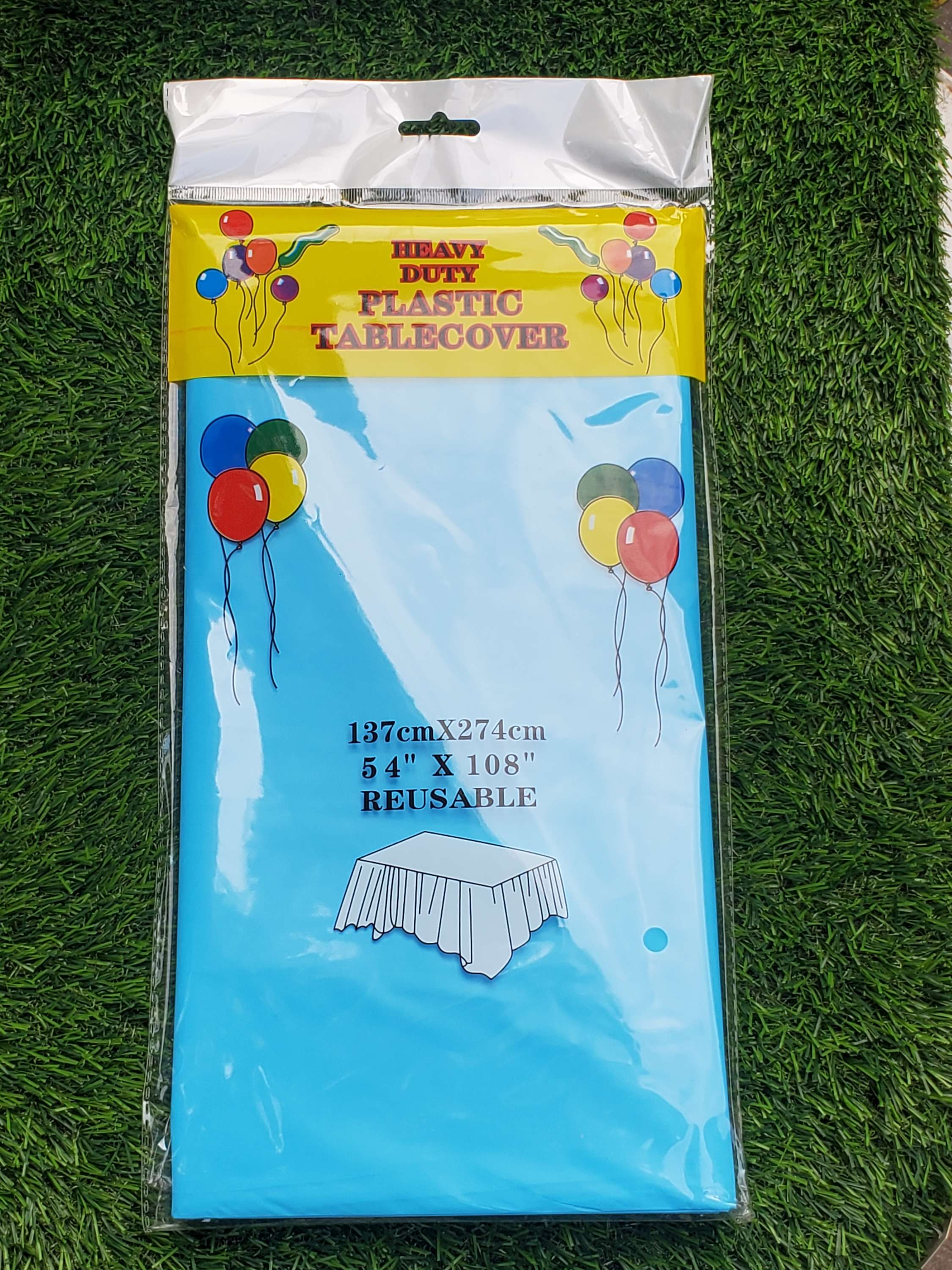 Plastic table covers reusable in Blue 2pk size 54" x 108" for party decorations Main image
