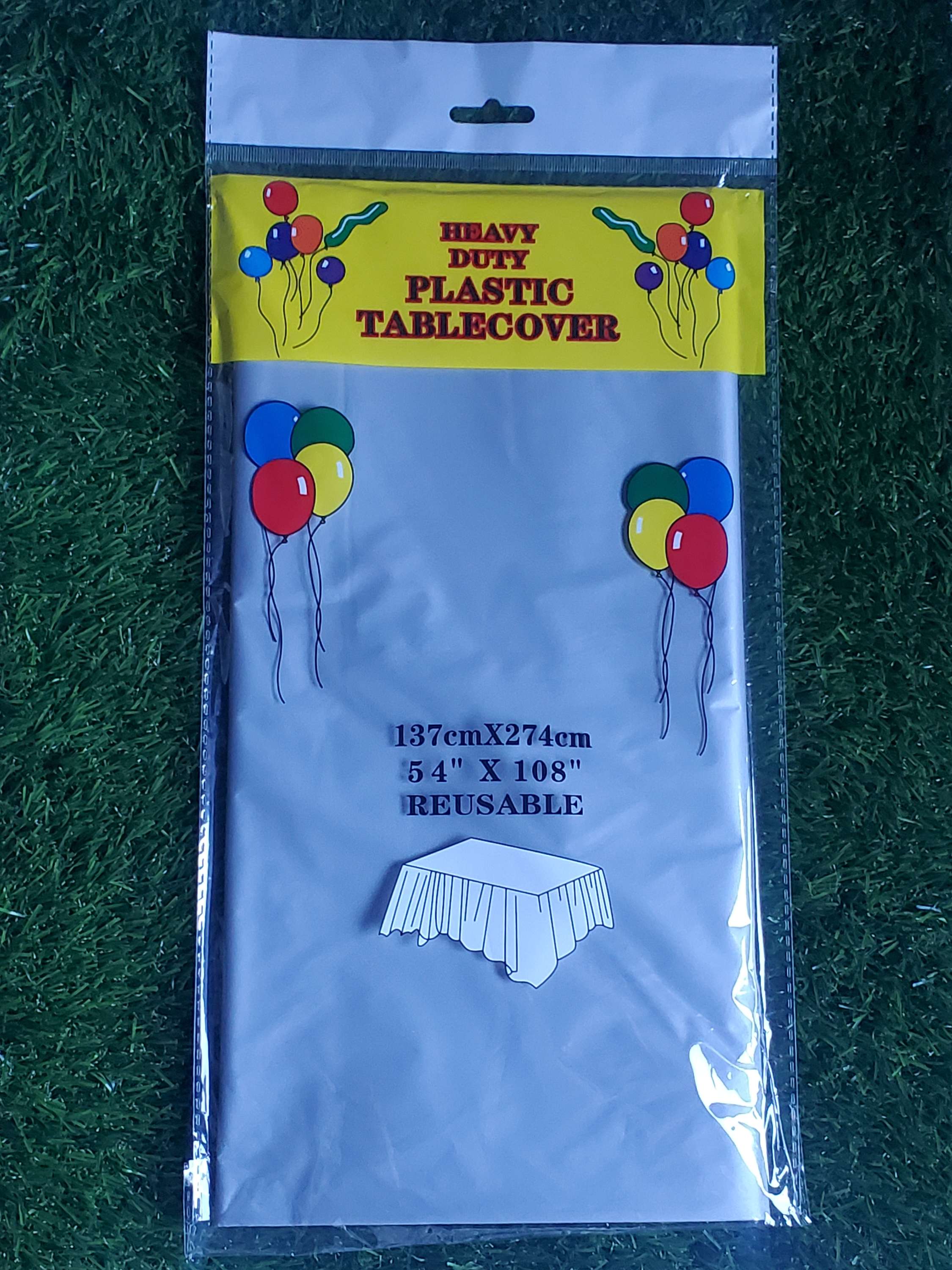 Plastic Table covers reusable in Silver 2pk Main image