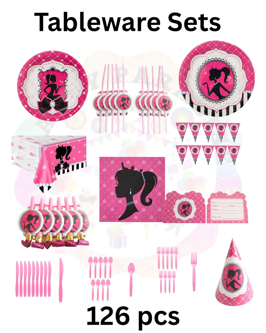 Barbie Tableware Set 126pcs party supplies themed decor
