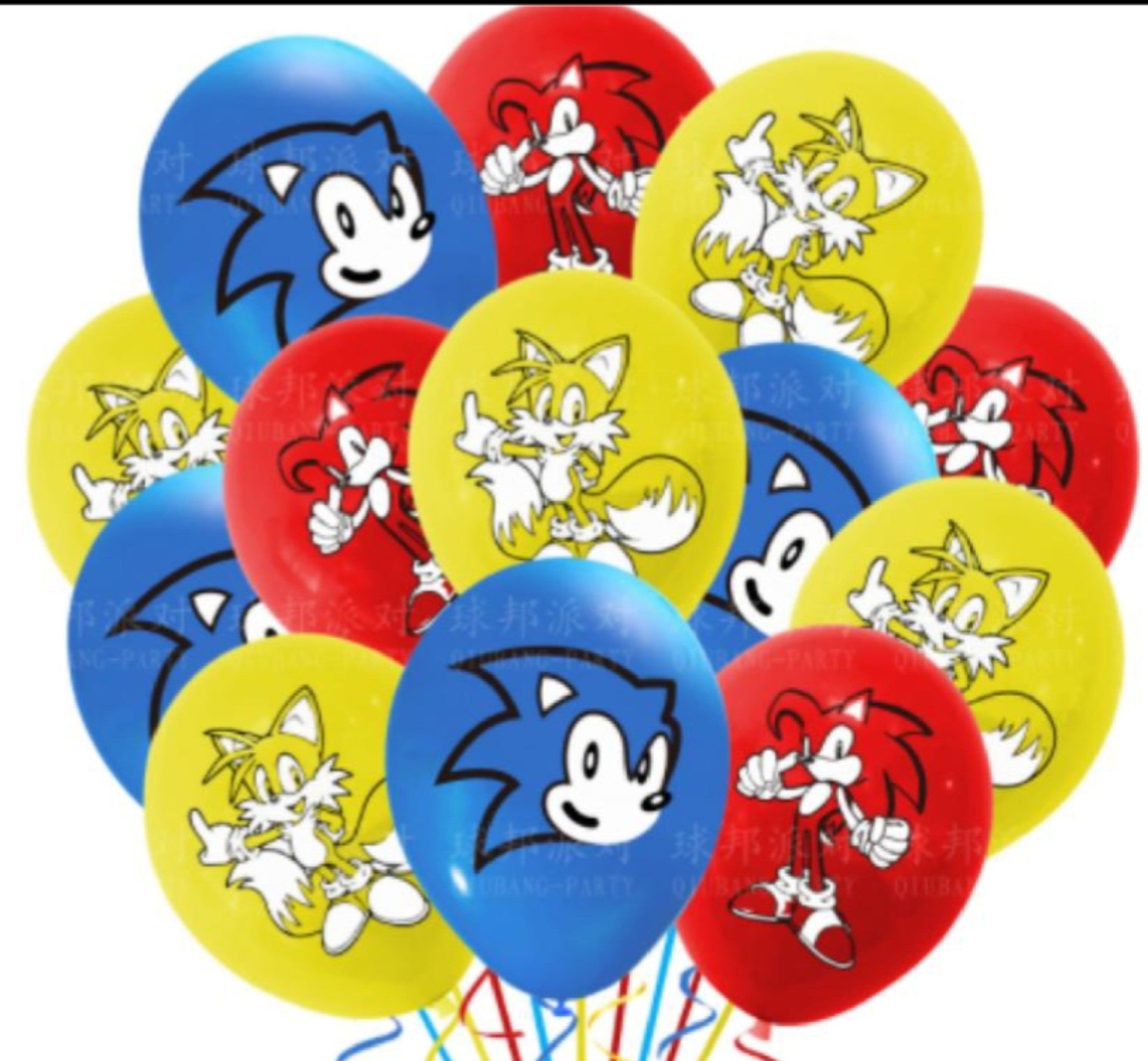 Sonic themed Character Balloons 12 inches 18ct for party decorations, colorful balloons featuring fun designs for memorable celebrations. Main image
