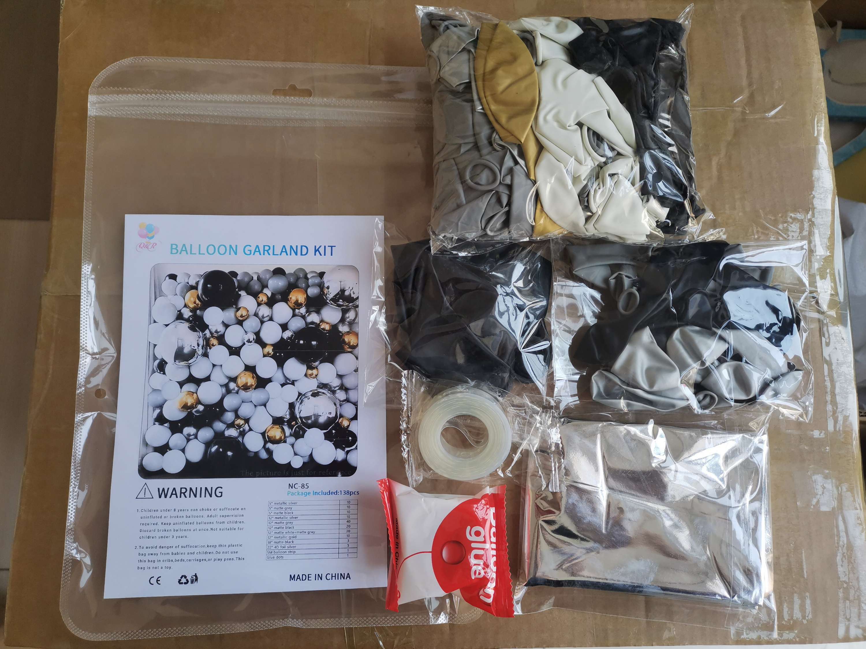 Metallic Silver, Matte Grey Matte Black Balloon Garland Arch Kit 138 pcs Secondary image