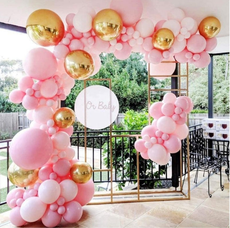 Matte Pink and foil Gold Balloon Garland Kit 124 pcs for party decorations Main image