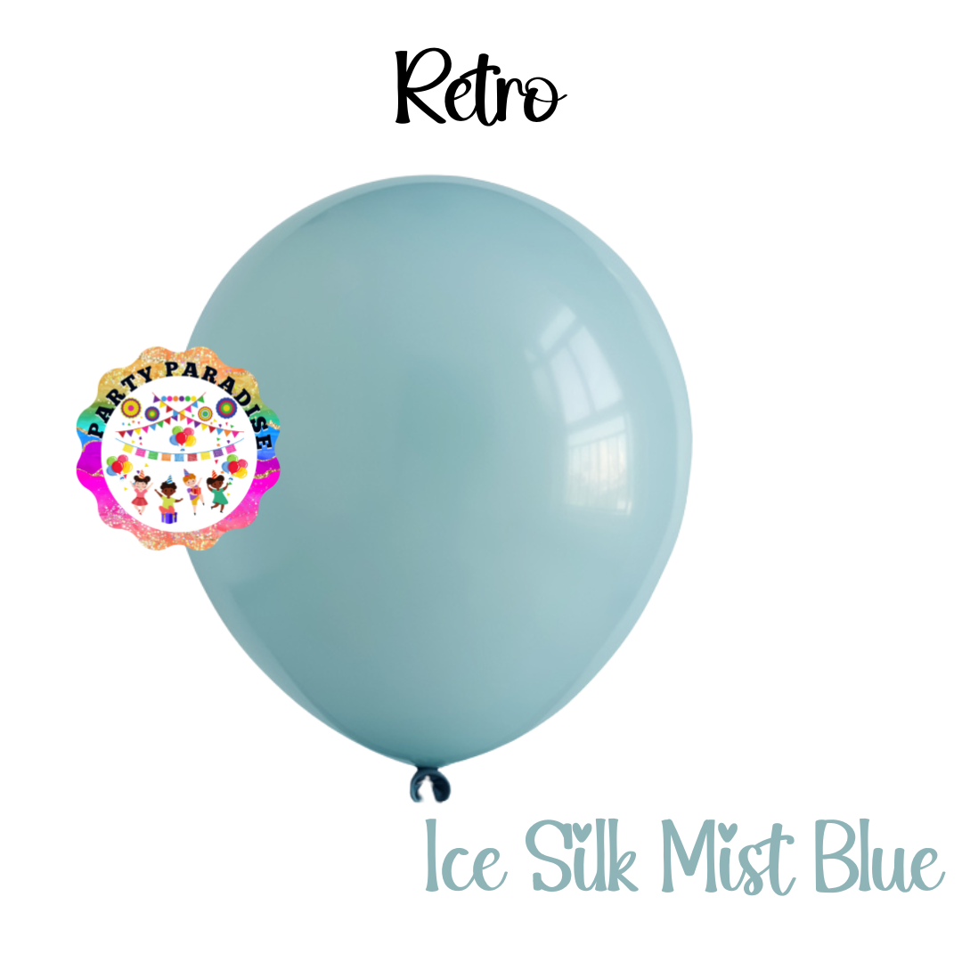 Retro Balloon Natural Latex Rubber in Ice silk mist blue 12" 100ct or 5" 200ct for Birthdays, Baby Shower, Anniversary, Gender Reveal, Weddings, Graduation, Bridal Shower Secondary image