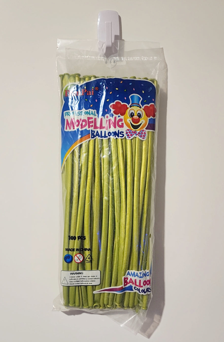 Metallic Long Balloon in lime green 100ct for party supplies and decorations Main image