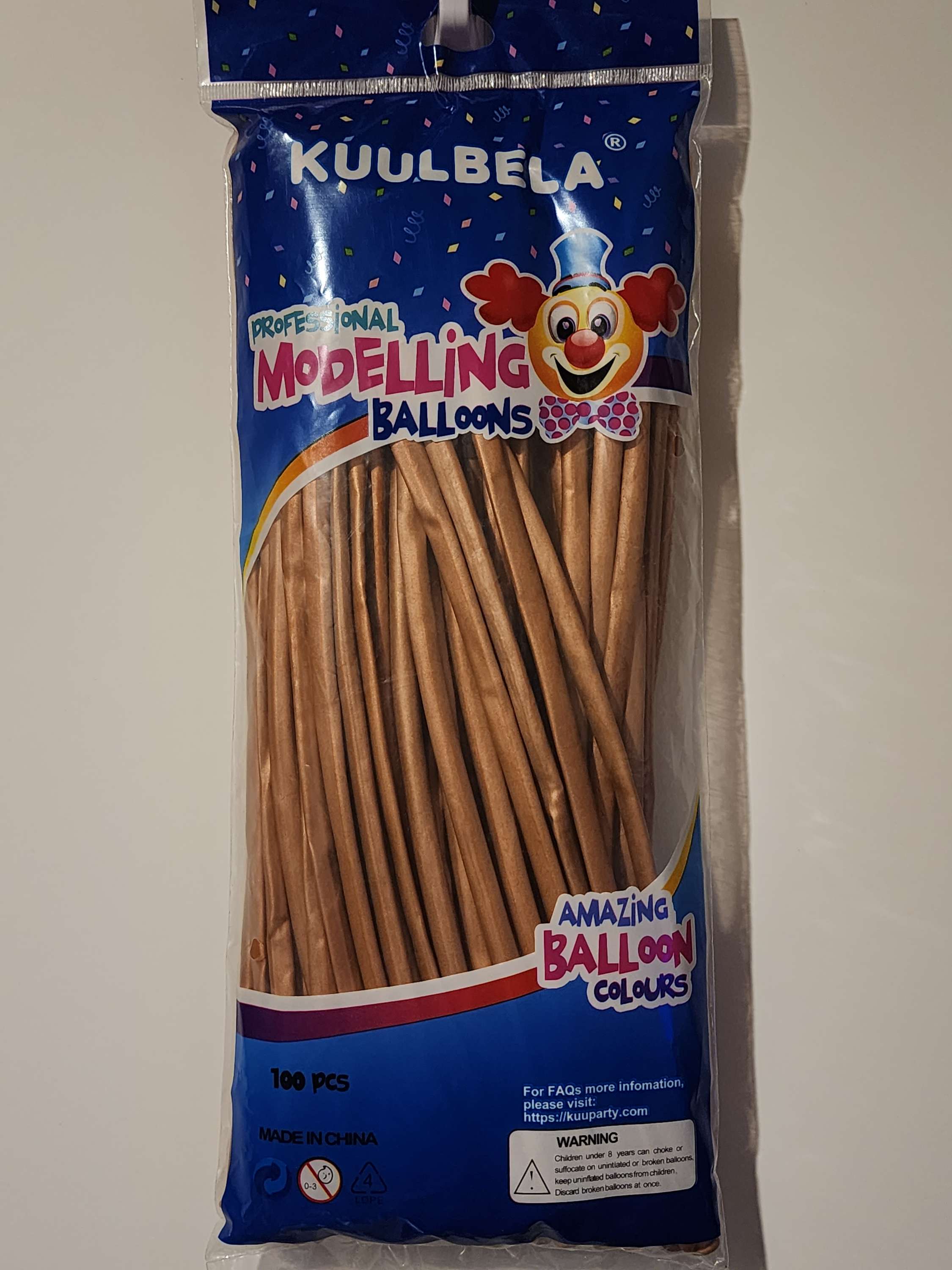 Metallic Long Balloon in Rose Gold 100ct for party decorations and event supplies Main image