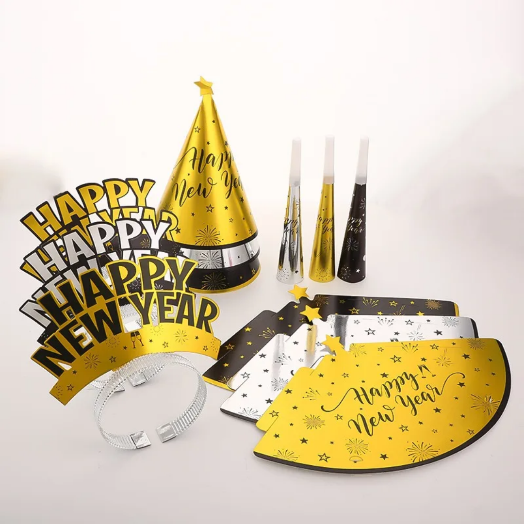 Happy New Year Hats 6pcs hats for party supplies and celebration decorations