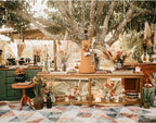 Boho party setup with Pampas Grass for Boho Decor | Elegant Accents | 28 pieces featuring pampas grass bouquets and elegant accents.