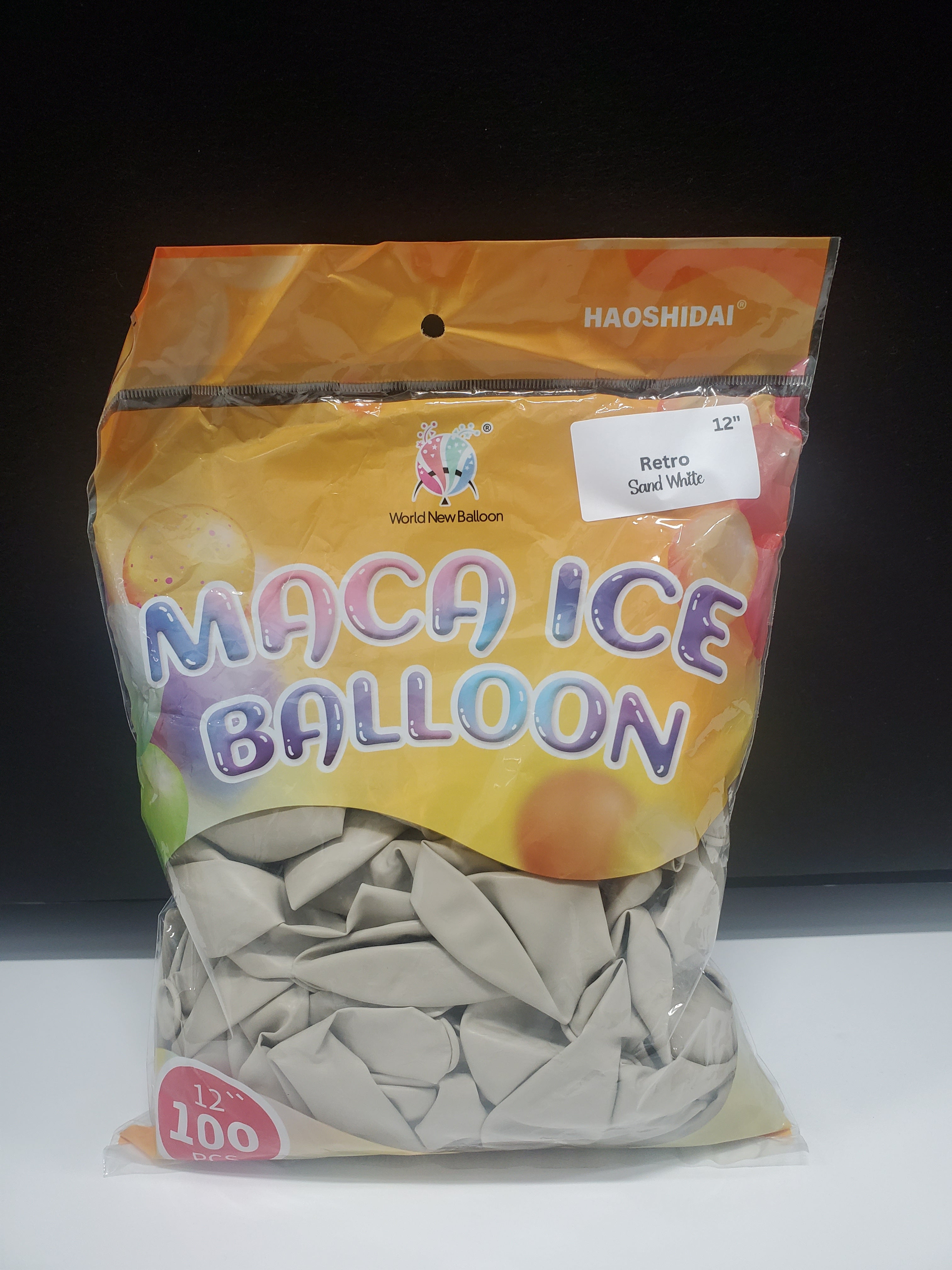 Retro Balloon Natural Latex Rubber 12 inches "Sand White" 100ct Secondary image