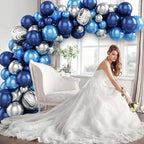 Elegant wedding decor with Metallic Blue, Black Agate Balloons 78 pcs, creating a stunning balloon arch for party themes and celebrations.