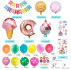 Doughnut Lollipop Party Balloon Garland Kit 102 pcs featuring colorful balloons, banners, and party decorations for themed celebrations.
