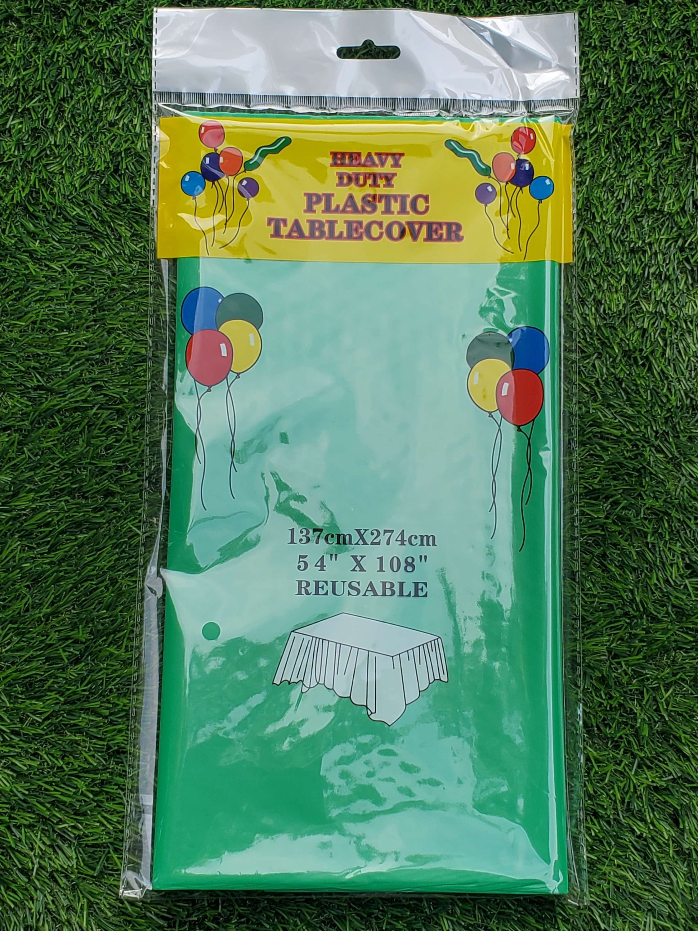 Table Covers Plastic Reusable in Green 54in x 108 in 2pk for party decorations, event supplies, wedding or birthday celebrations Main image