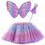 Girls Purple Ombre Layered Sparkle Tulle Skirt 3 piece Set with unicorn wings and headband, perfect for themed party decor and events.