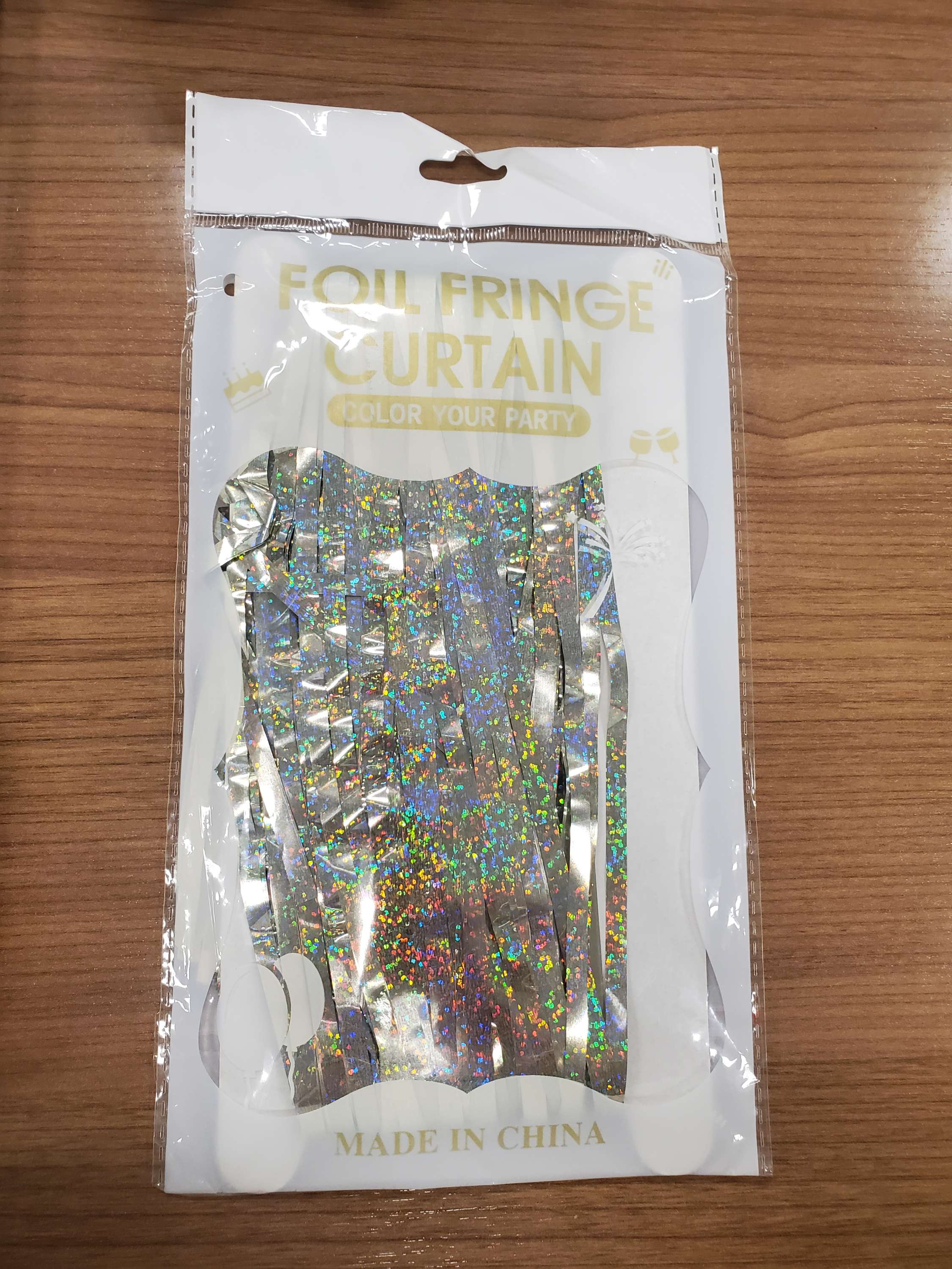 Halographic Fringed Backdrop in "Champagne Gold" 2pk, ideal for party supplies and decorations. Main image