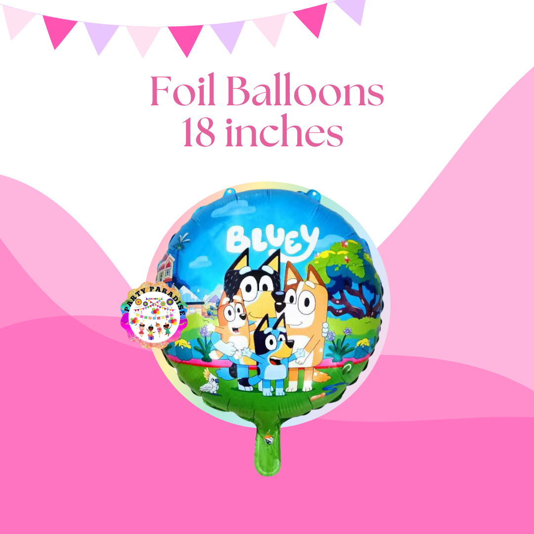 Bluey Foil Balloons 18 inches for birthday party decorations, featuring character theme, perfect for party supplies and kids celebrations. Main image