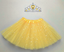 Girls Glitter tutu and matching tiara 2pc set yellow, perfect for party supplies, birthday party, and celebration decorations