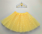 Girls Glitter tutu and matching tiara 2pc set "yellow"