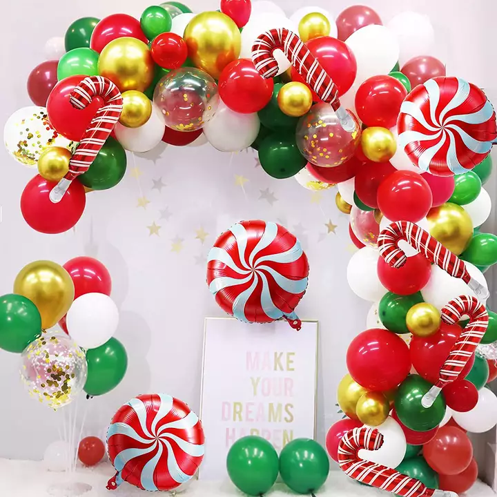 Merry Christmas Balloon Garland Kit Style 5- 102pcs, perfect for holiday party decorations and themed celebrations.