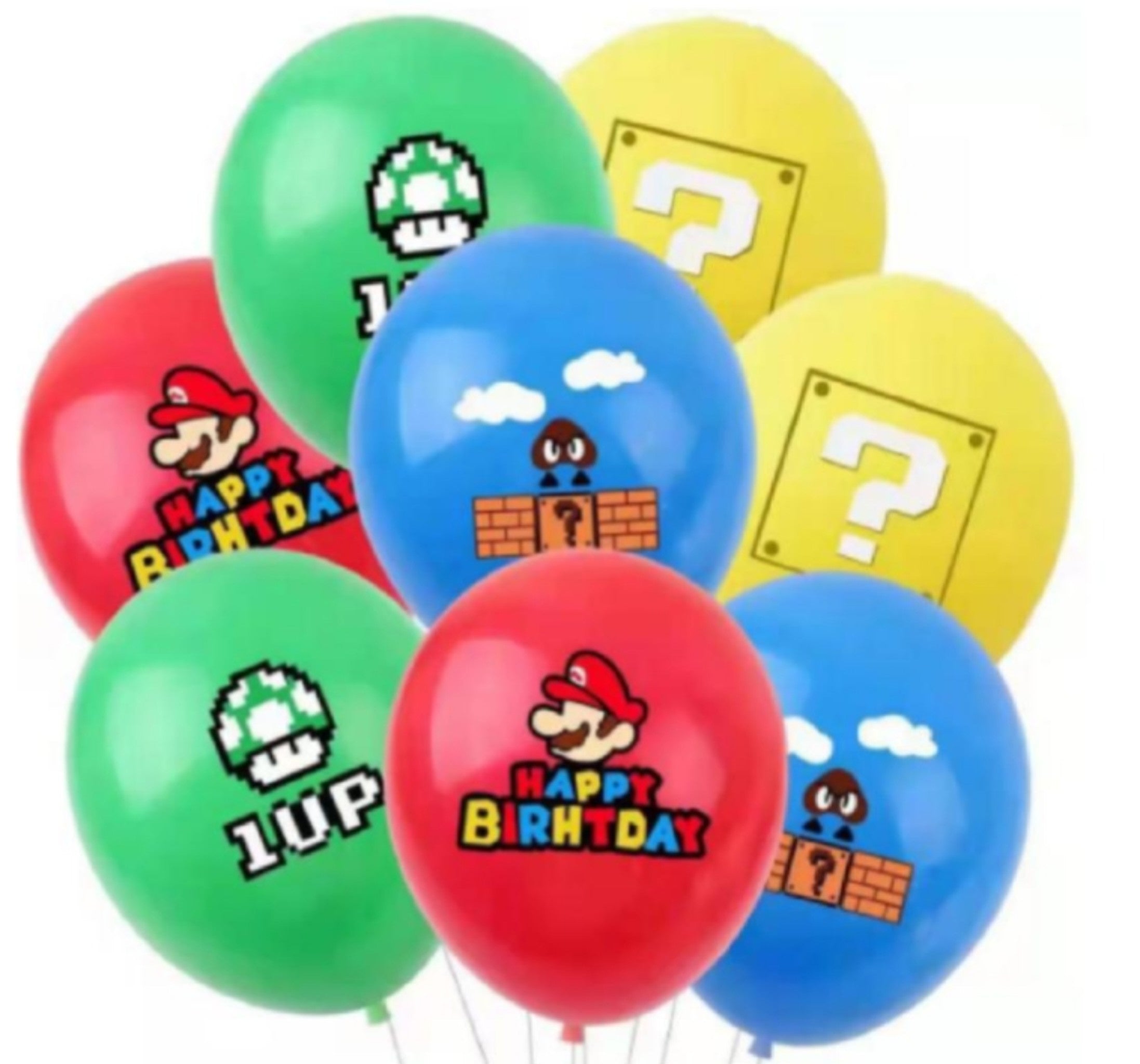 Super Mario Character Themed Balloons -2 inches 20ct, perfect for party decorations, birthday party supplies, and themed party decor. Main image