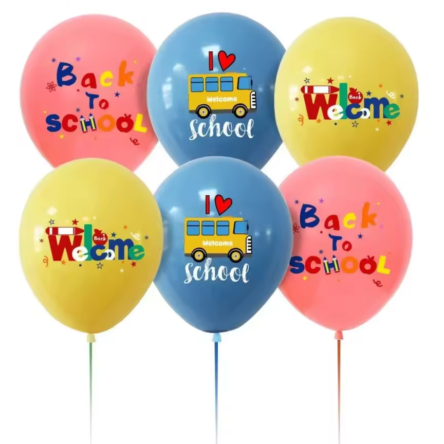 Colorful Welcome Back to school 12 inch Balloon Bouquets, perfect party supplies for themed events and celebrations. Main image