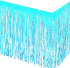 Light Blue Foil Fringe Table Skirt -2 pack, ideal for party tableware and decorations, perfect for birthdays, weddings, and celebrations.