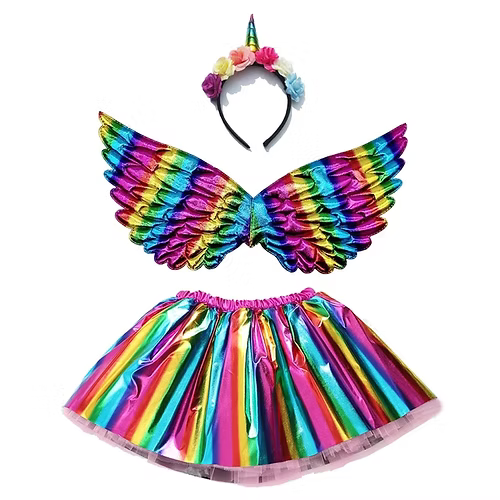 Girls Rainbow Tutu outfit 3 pcs set for birthdays, costume, or cosplay Main image