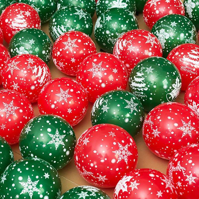 Christmas Print theme balloons 12 inch 100ct for party decorations and supplies Main image