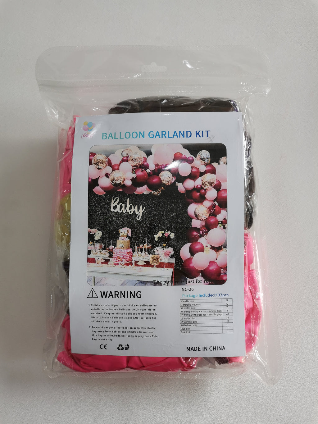 Double Layer burgundy Confetti Gold Balloon Garland Kit 137 pcs party supplies