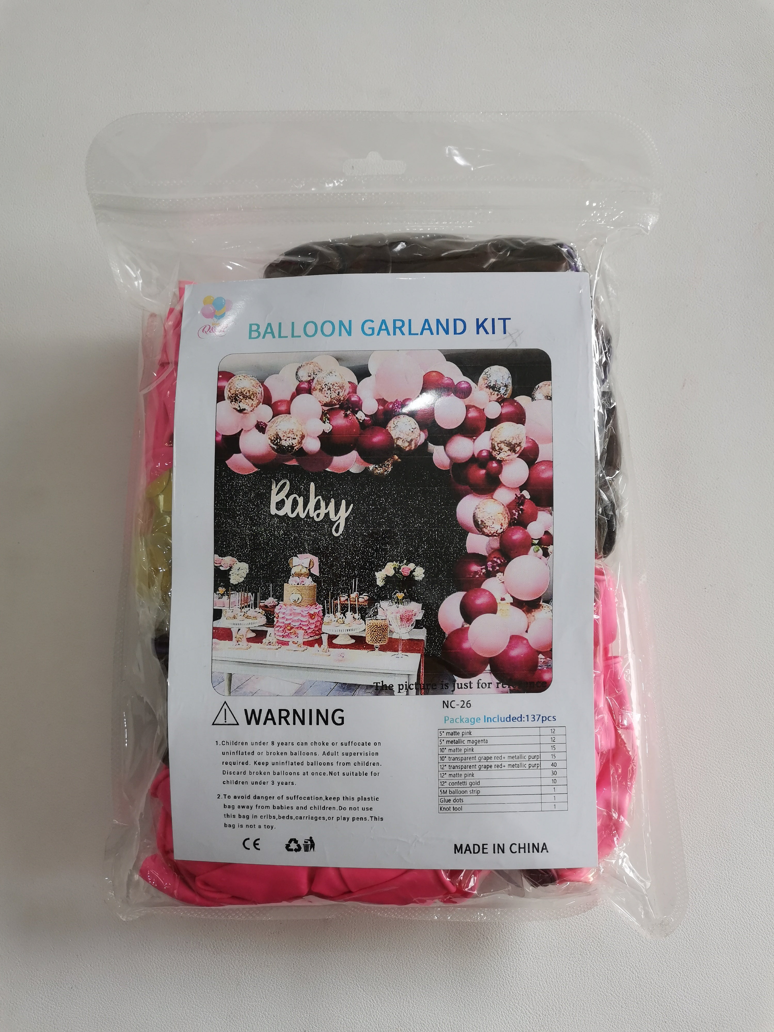 Double Layer burgundy Confetti Gold Balloon Garland Kit 137 pcs party supplies