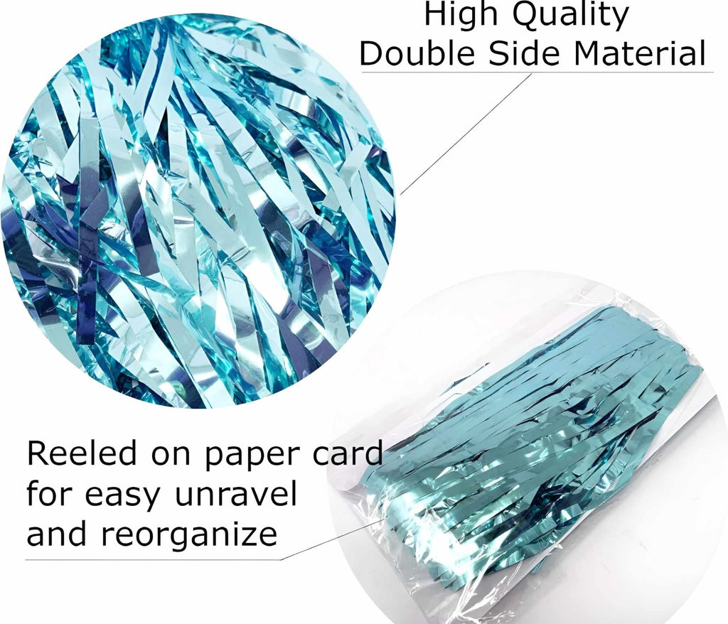Light Blue Foil Fringe Table Skirt -2 pack, perfect for party supplies, birthday banners, wedding decorations, and event party accessories