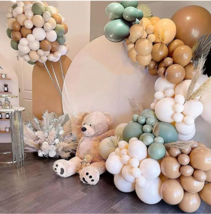 Avocado Green Blush Nude Balloon Garland Kit 116 pcs - perfect for events like birthdays, weddings, bridal showers, featuring party supplies.