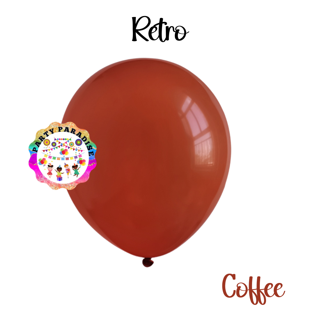 Retro Balloon Natural Latex Rubber 12 inches "Coffee" 100ct - Perfect for themed party decor, birthday party, wedding decorations. Main image