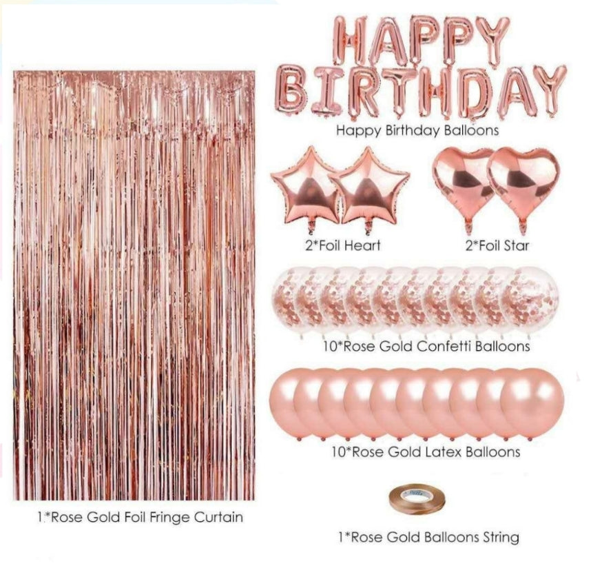 Rose Gold Happy Birthday Balloon Garland Kit 88 pcs Secondary image
