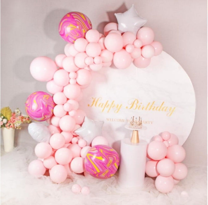 Balloon GarlandPastel Pink 4D Marbling Balloon Garland Kit 111pcs for birthday party decorations and event supplies