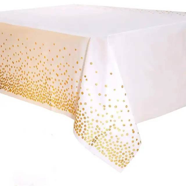 White Gold table covers with party decor