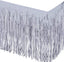 Silver Foil Fringe Table Skirt- 2 pack, ideal for party supplies, wedding decorations, and birthday party decor, 18 Ft in total length.