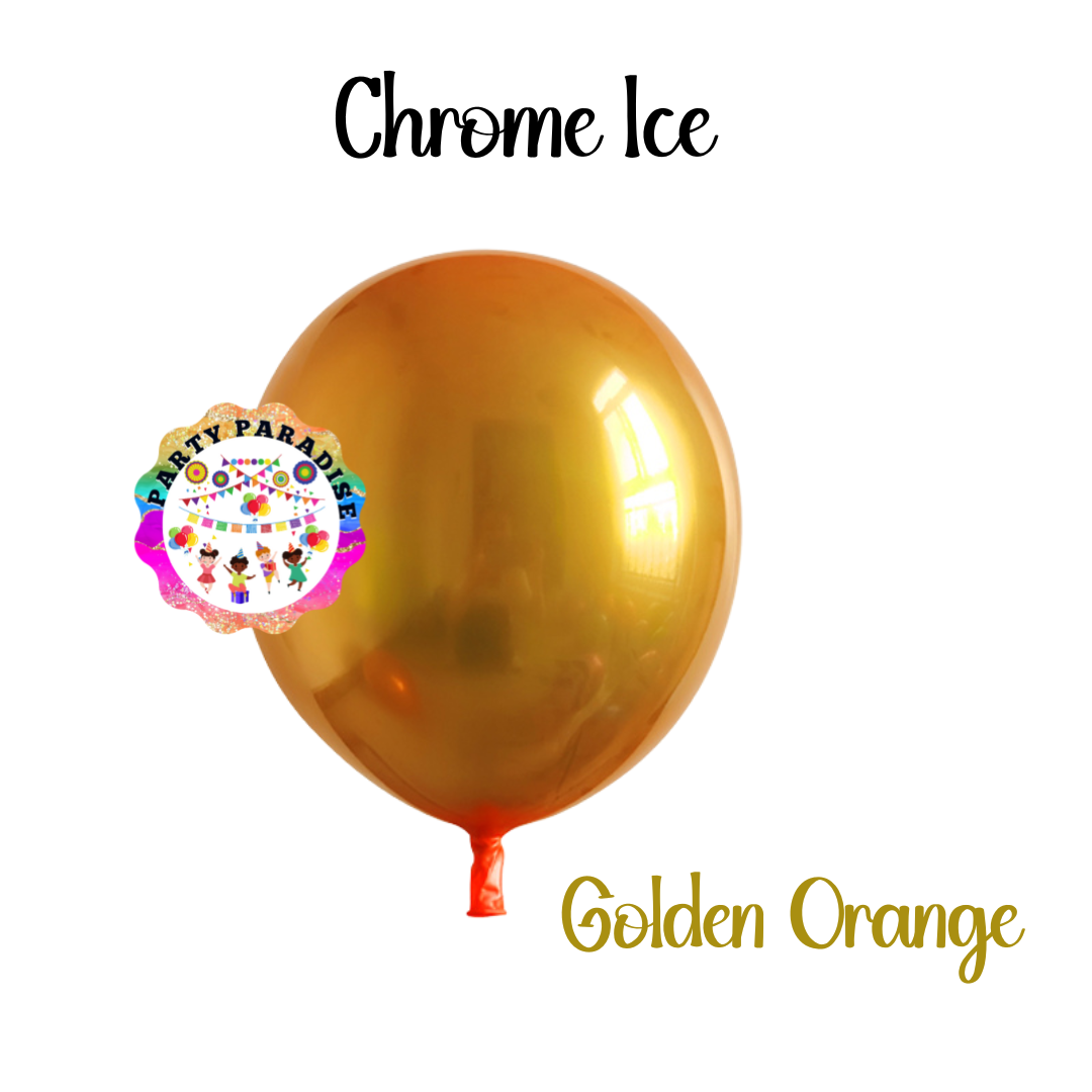 Chrome Ice Balloon 12 inches Golden Orange 50ct Main image