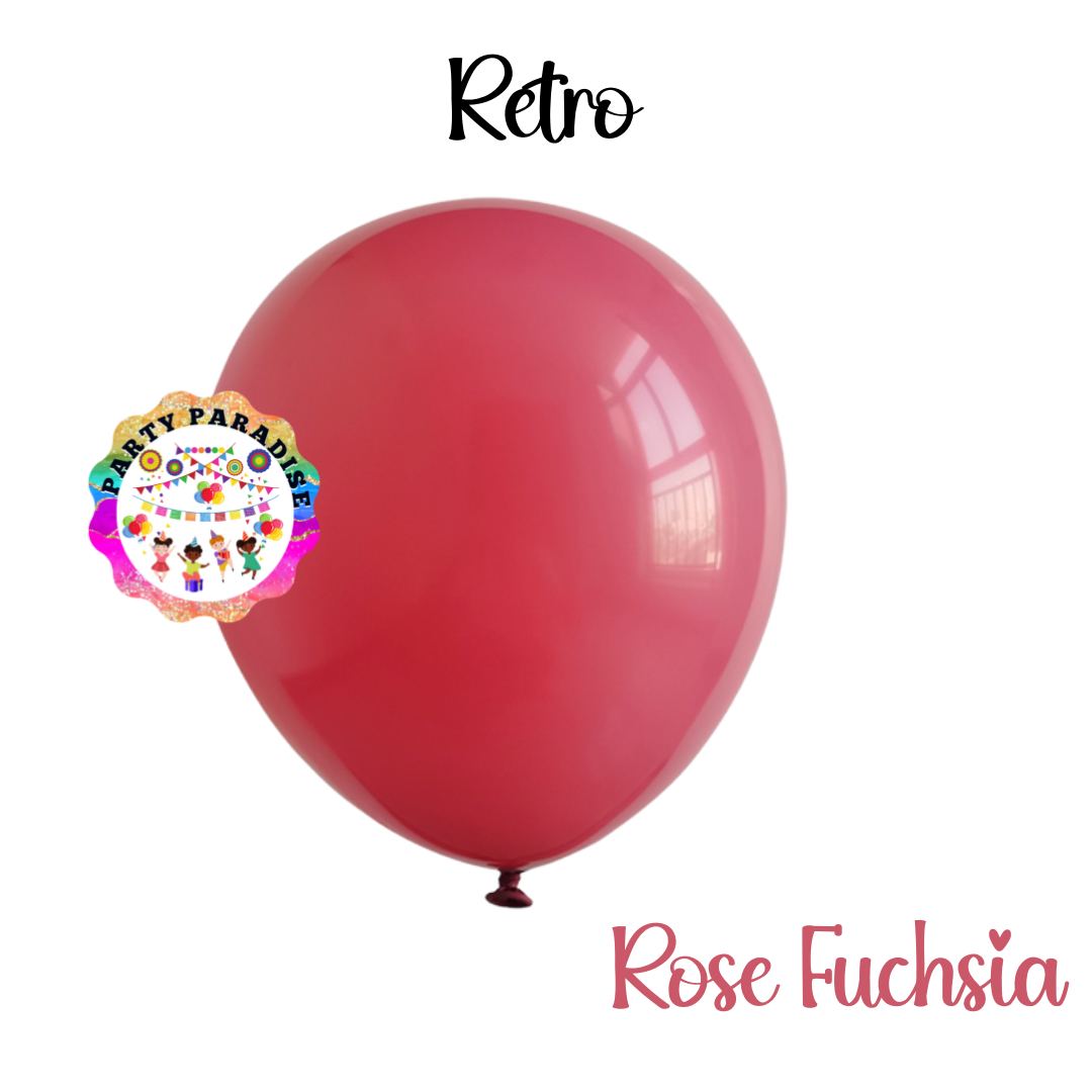 Retro Balloon Natural Latex Rubber in Rose Fuchsia 12" 100ct or 5" 200ct for Birthdays, Baby Shower, Anniversary, Gender Reveal, Weddings, Graduation, Prom, Bridal Showers, Bachelorette Party Secondary image