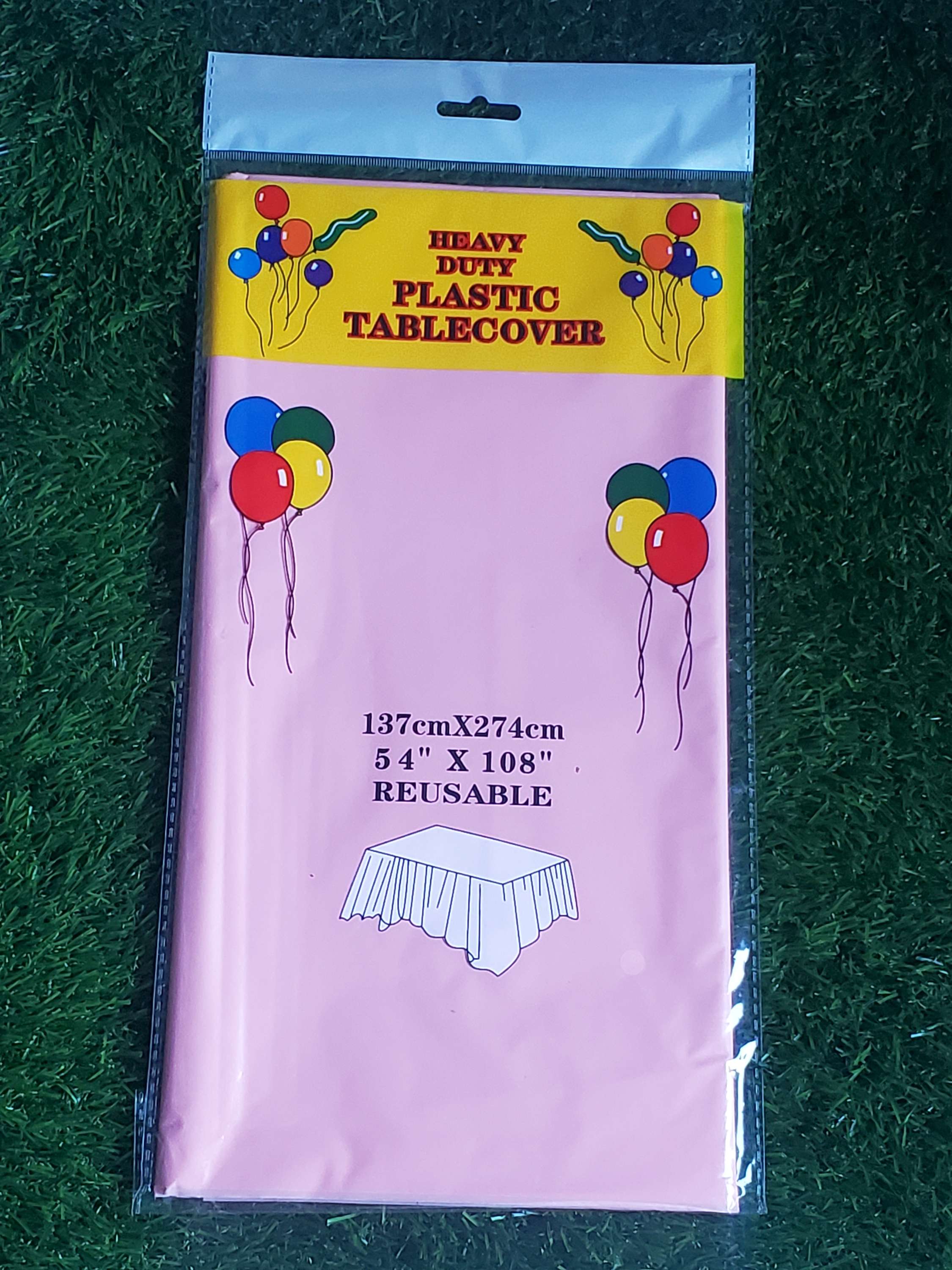 Plastic Table covers reusable in Pink-2pack for party supplies and decorations Main image