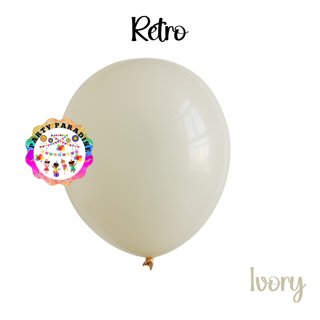 Retro Balloon Natural Latex Rubber in Ivory 12" 100ct or 5" 200ct for Birthdays, Baby Shower, Anniversary, Gender Reveal, Weddings, Graduation, Prom, Bridal Showers, Bachelorette Party Secondary image