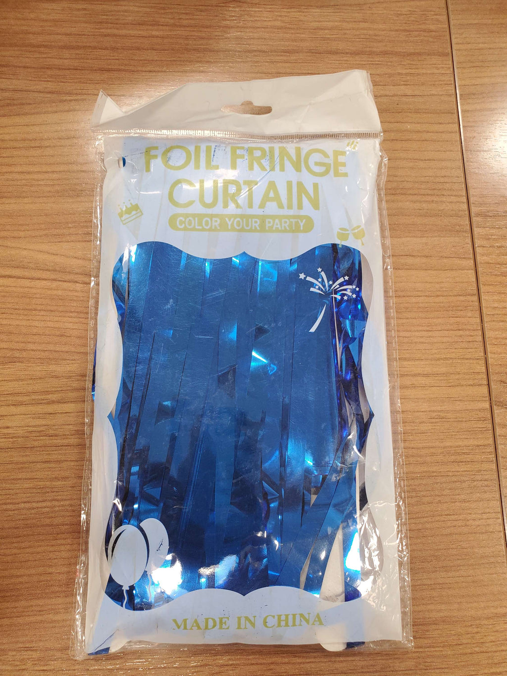 Blue Foil Fringe Table Skirt-2pcs for party decorations, ideal for birthday, wedding, baby shower, matches Allgala backdrop, 18 FT coverage.