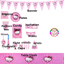 Hello Kitty Themed Tableware Set 136 pcs party supplies for kids events with plates, banner, hats and more party decorations