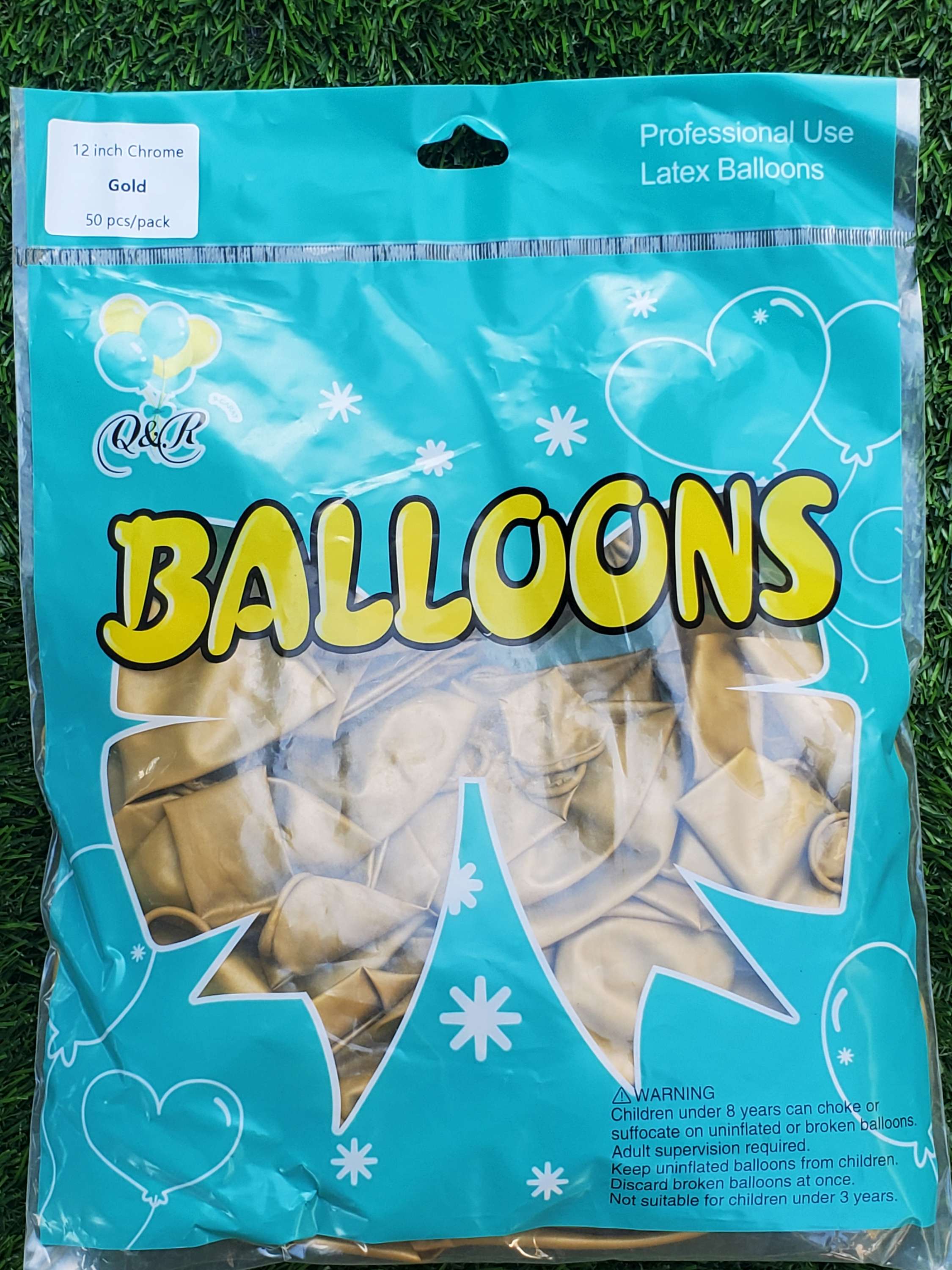 Chrome Balloon Gold 12 inches 50Ct, party supplies, themed party decor, wedding decorations, baby shower decorations, birthday party supplies Main image