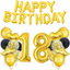 Happy 18 Birthday Balloon Bouquet -9 pieces party supplies, gold foil balloons, birthday banners, perfect for themed party decor.