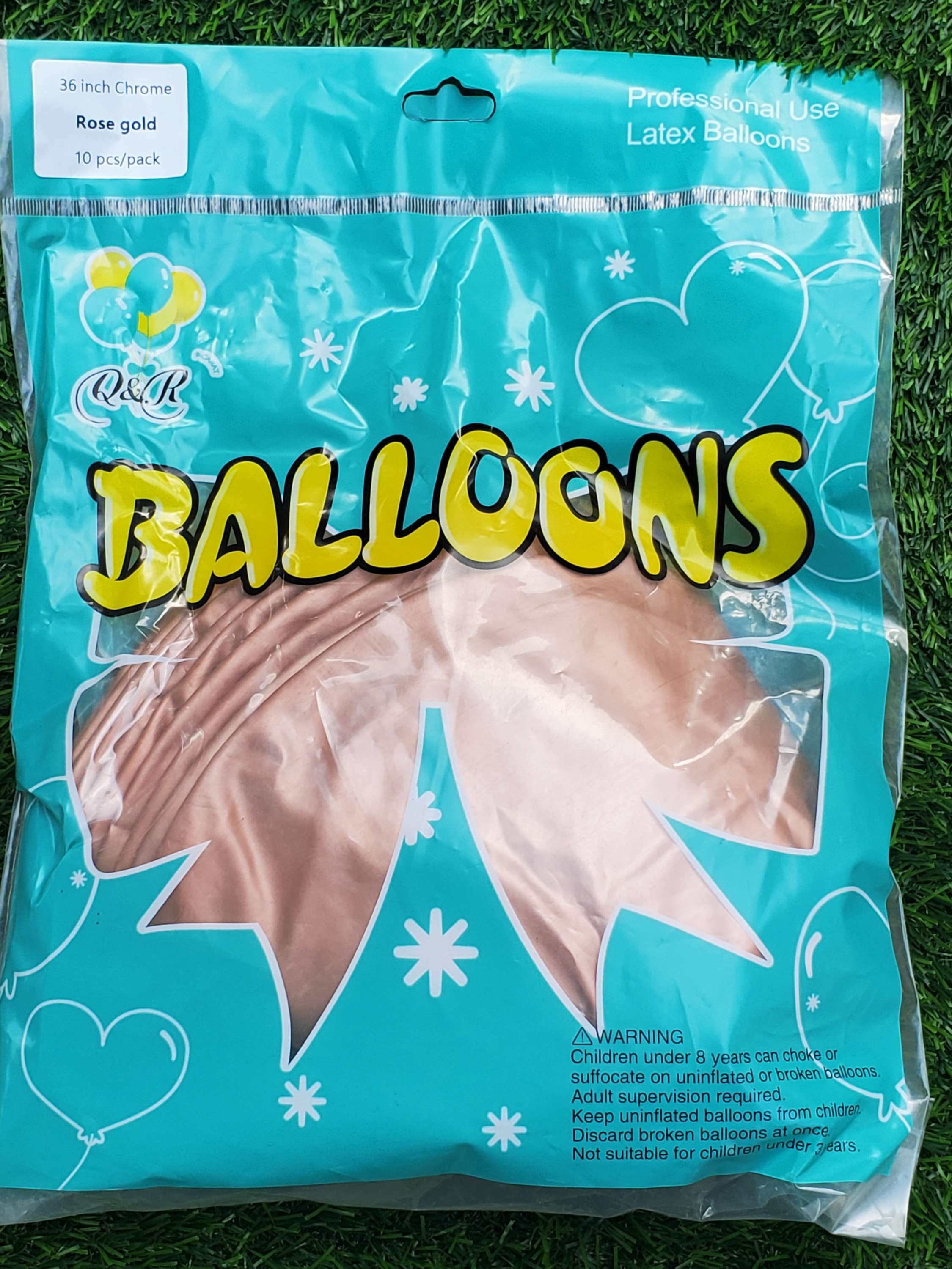 Chrome Balloon 36inches 10 Ct Rose Gold, perfect for wedding decorations and party supplies. Main image