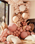 Retro Pink Apricot Balloon Garland Arch Kit 178 pcs, perfect for themed party decor, wedding decorations, and celebration events.
